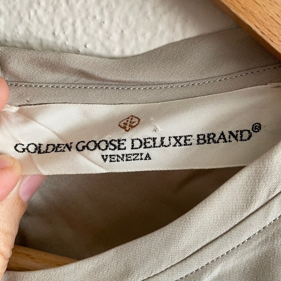 Golden Goose Grey Beige Greige 100% Silk Blouse Shirt With Pockets Button Back S - Picture 4 of 8